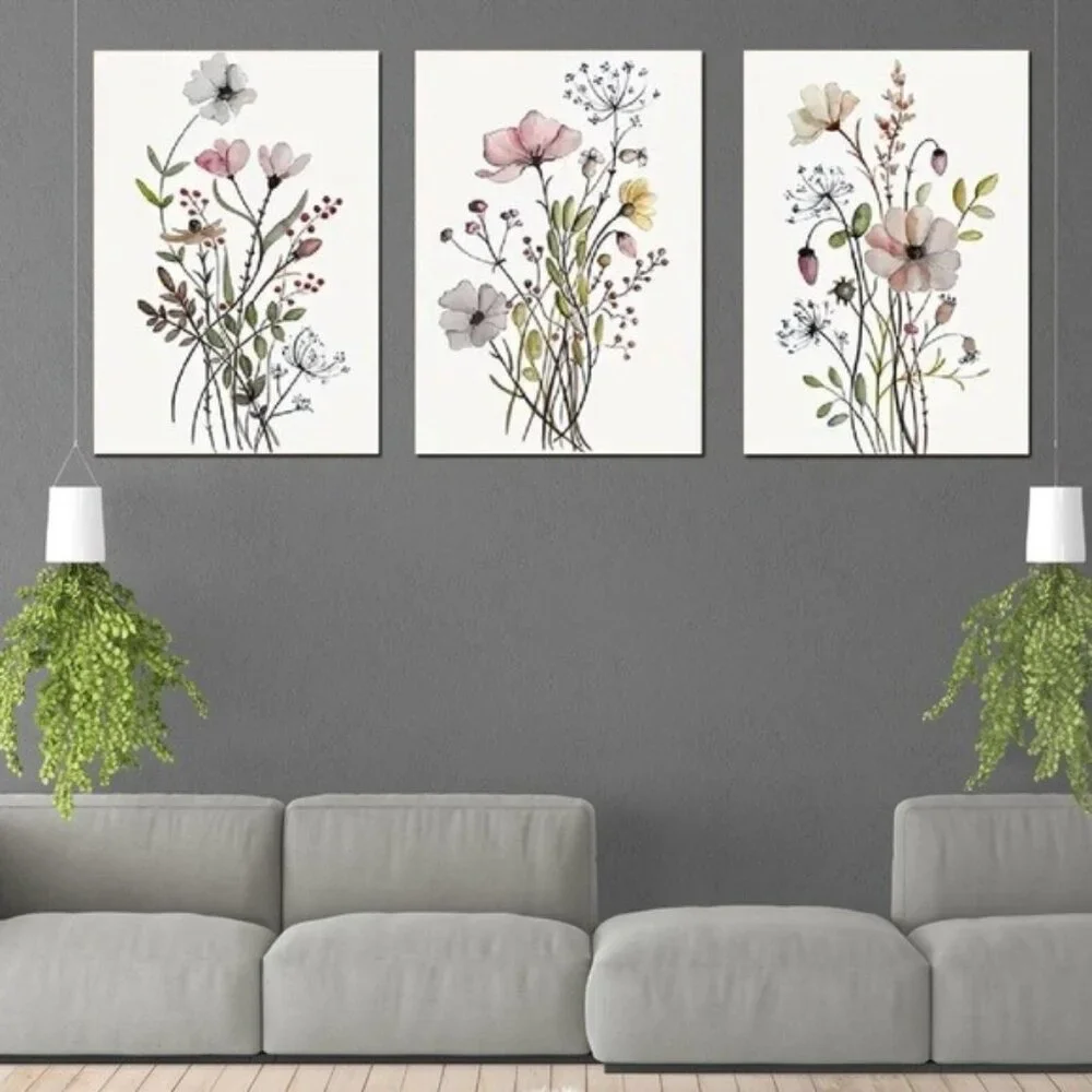 Boho Floral Nature Print Canvas Wall Decor